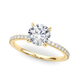 1.25ct Round-cut Petite Micropavé Hidden Halo Diamond Engagement Ring Setting (0.25ctw) In 14k Gold - simonbjewels.co