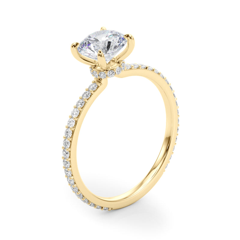 1.25ct Round-cut Petite Micropavé Hidden Halo Diamond Engagement Ring Setting (0.25ctw) In 14k Gold - simonbjewels.co