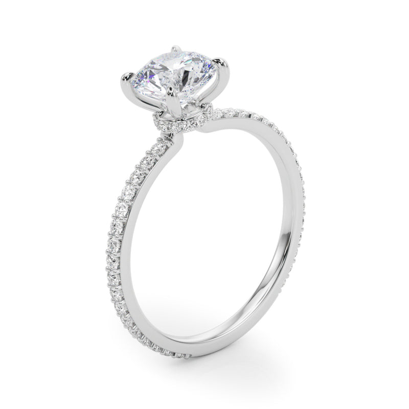 1.25ct Round-cut Petite Micropavé Hidden Halo Diamond Engagement Ring Setting (0.25ctw) In 14k Gold - simonbjewels.co