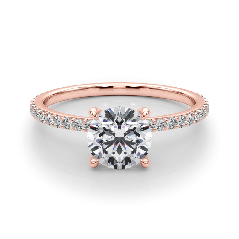 1.25ct Round-cut Petite Micropavé Hidden Halo Diamond Engagement Ring Setting (0.25ctw) In 14k Gold - simonbjewels.co