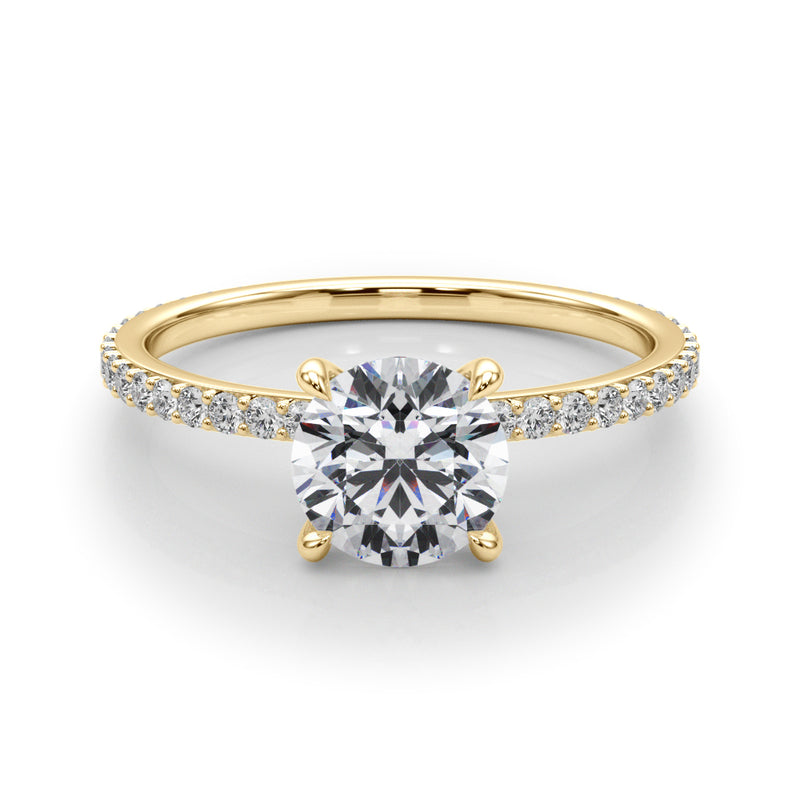 1.25ct Round-cut Petite Micropavé Hidden Halo Diamond Engagement Ring Setting (0.25ctw) In 14k Gold - simonbjewels.co