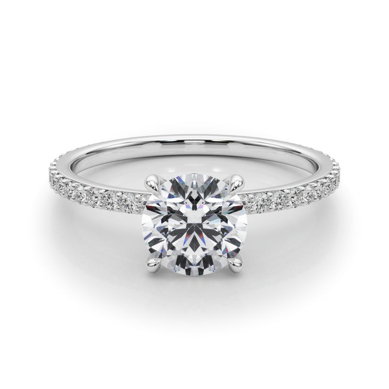 1.25ct Round-cut Petite Micropavé Hidden Halo Diamond Engagement Ring Setting (0.25ctw) In 14k Gold - simonbjewels.co