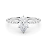 1.25ct Pear Shape Petite Micropavé Hidden Halo Diamond Engagement Ring Setting (0.25ctw) In 14k White Gold - simonbjewels.co