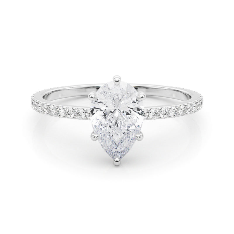 1.25ct Pear Shape Petite Micropavé Hidden Halo Diamond Engagement Ring Setting (0.25ctw) In 14k White Gold - simonbjewels.co