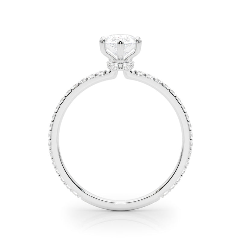 1.25ct Pear Shape Petite Micropavé Hidden Halo Diamond Engagement Ring Setting (0.25ctw) In 14k White Gold - simonbjewels.co