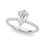 1.25ct Pear Shape Petite Micropavé Hidden Halo Diamond Engagement Ring Setting (0.25ctw) In 14k White Gold - simonbjewels.co