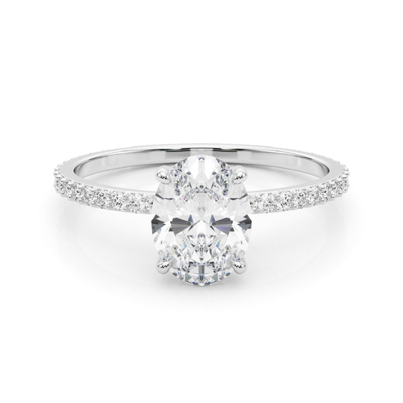 1 CT TW Oval cut Diamond Hidden Halo Engagement Ring Setting (1/3 CT TW ct tw) In 14k White Gold - simonbjewels.co