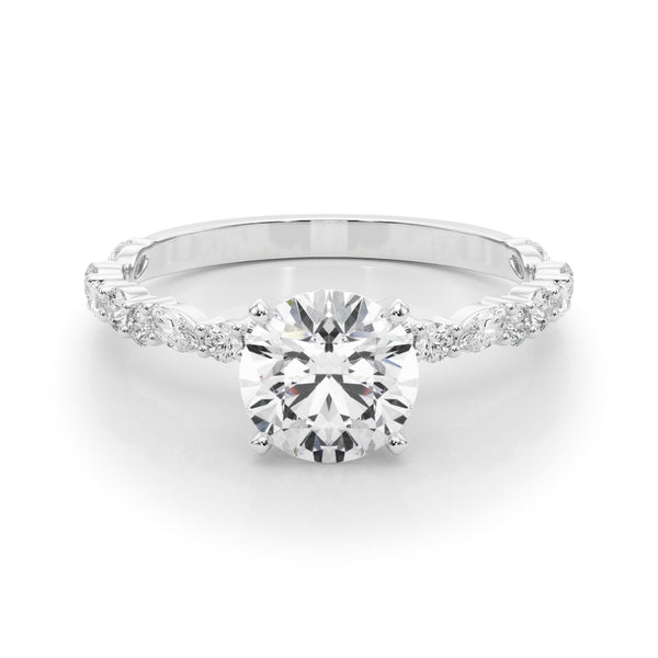 1.50ct Round Cut Alternating Round & Marquise Diamond Engagement Ring Setting (0.40ctw) In 14k White Gold - simonbjewels.co