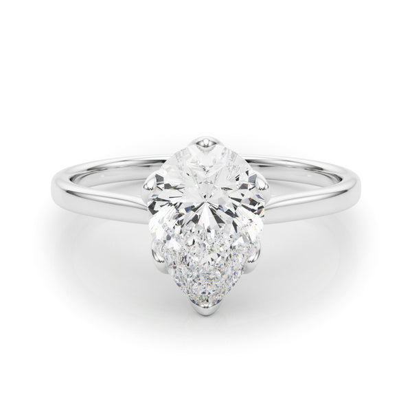 1 1/3 ct tw Pear Shaped Diamond Solitaire Leaf Prong Engagement Ring Setting In 14k White Gold - simonbjewels.co