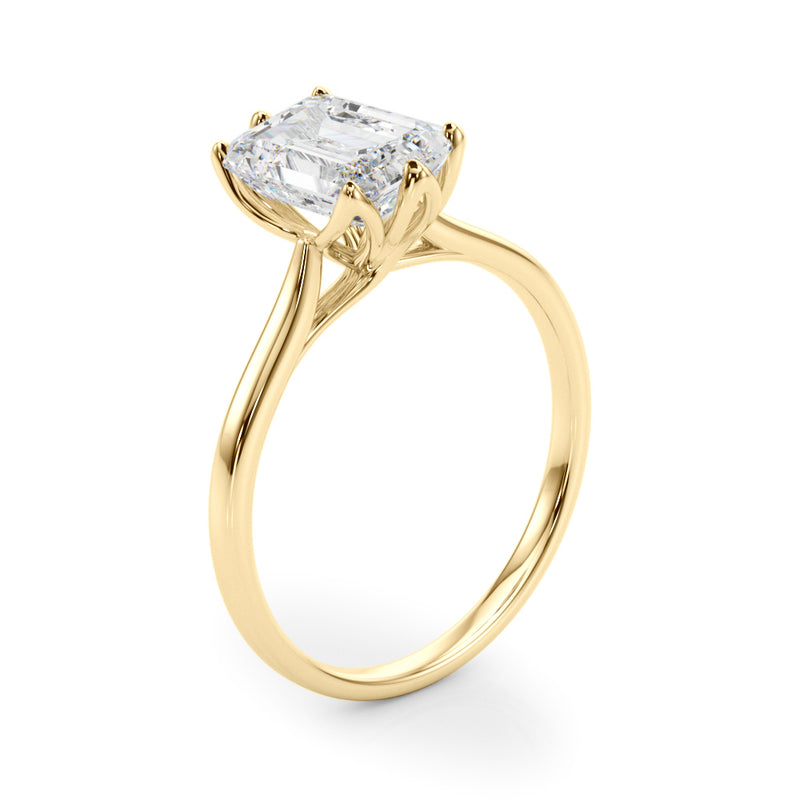 2.71 carat Emerald cut Solitaire Trellis Diamond Engagement Ring Setting In 14k Gold - simonbjewels.co