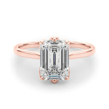 2.71 carat Emerald cut Solitaire Trellis Diamond Engagement Ring Setting In 14k Gold - simonbjewels.co