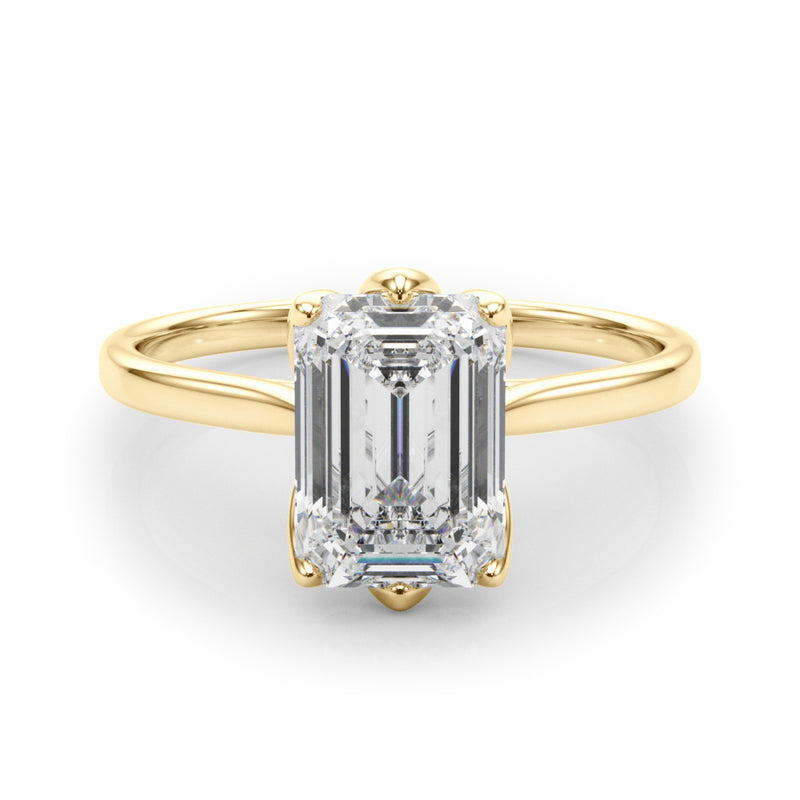 2.71 carat Emerald cut Solitaire Trellis Diamond Engagement Ring Setting In 14k Gold - simonbjewels.co