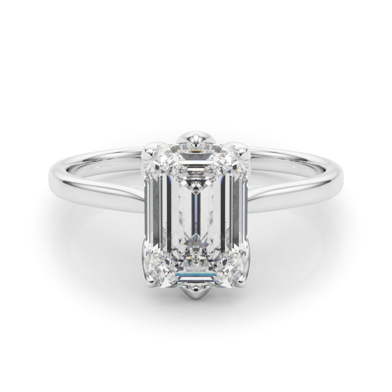 2.71 carat Emerald cut Solitaire Trellis Diamond Engagement Ring Setting In 14k Gold - simonbjewels.co