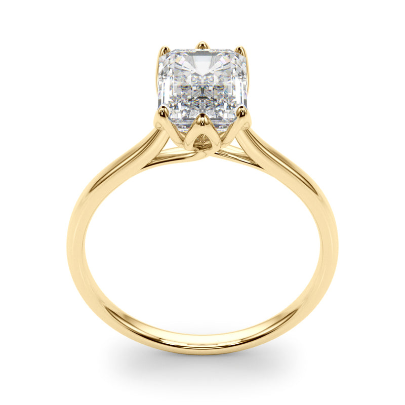 2.71 carat Emerald cut Solitaire Trellis Diamond Engagement Ring Setting In 14k Gold - simonbjewels.co