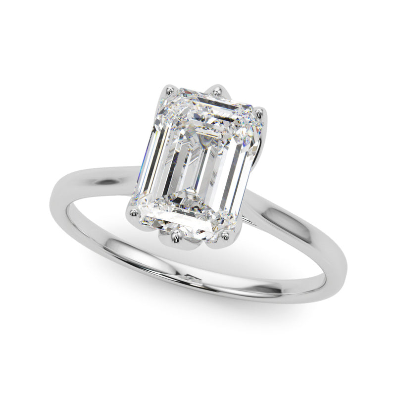 2.71 carat Emerald cut Solitaire Trellis Diamond Engagement Ring Setting In 14k Gold - simonbjewels.co