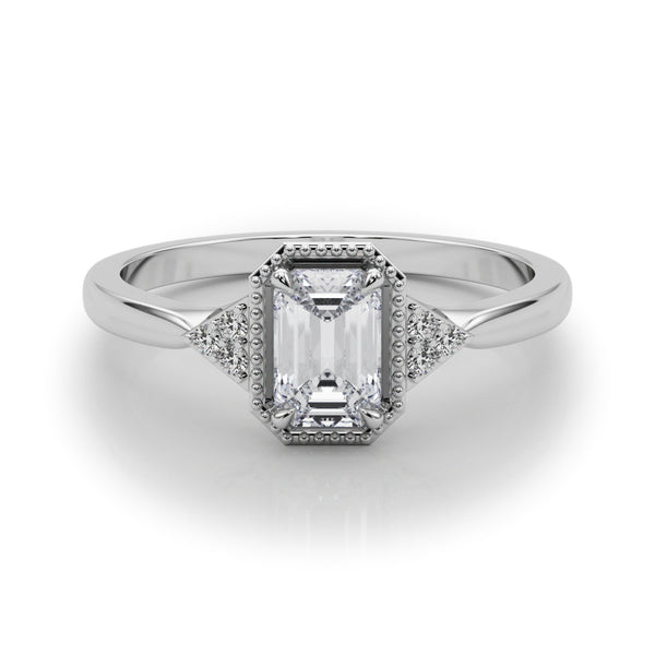 0.85 ct tw Emerald cut Vintage Diamond Engagement Ring Setting (0.10 ct tw) In 18k Gold - simonbjewels.co