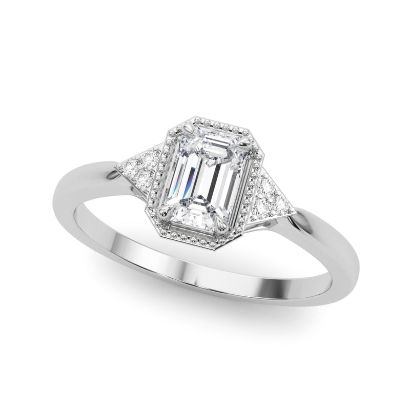 0.85 ct tw Emerald cut Vintage Diamond Engagement Ring Setting (0.10 ct tw) In 18k Gold - simonbjewels.co