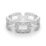 3/4 ct tw Round cut Diamond Chain Link Wedding Band 18K White Gold - simonbjewels.co