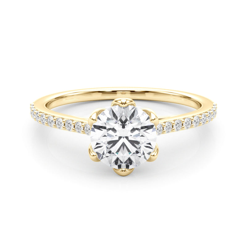 1.45ct Round Cut Petite Micropavé Diamond Engagement Ring Setting (0.20ctw) In 14k White Gold - simonbjewels.co