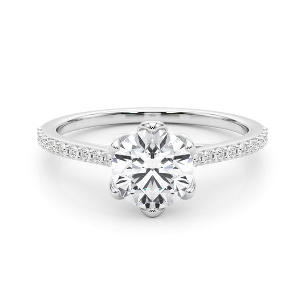 1.45ct Round Cut Petite Micropavé Diamond Engagement Ring Setting (0.20ctw) In 14k White Gold - simonbjewels.co