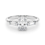1.50ct Oval-cut Tapered Baguette Three Stone Diamond Engagement Ring Setting (0.50ctw) In 14k White Gold - simonbjewels.co