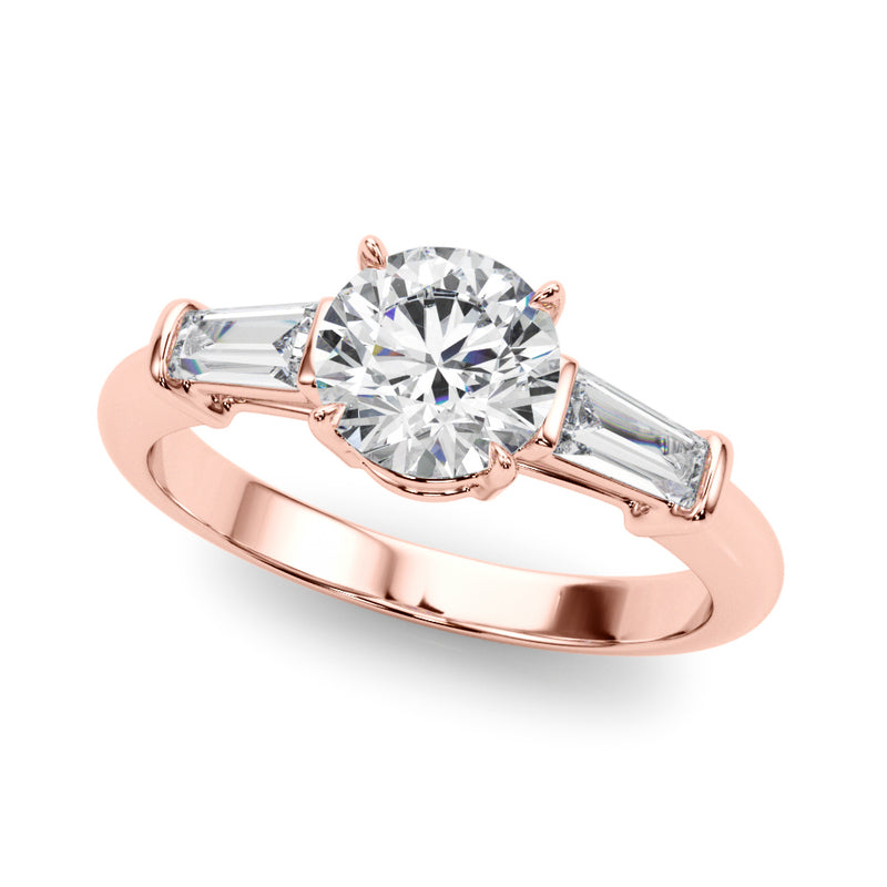 1.50ct Round-cut Tapered Baguette Three Stone Diamond Engagement Ring Setting (1.00ctw) In 14k White Gold - simonbjewels.co