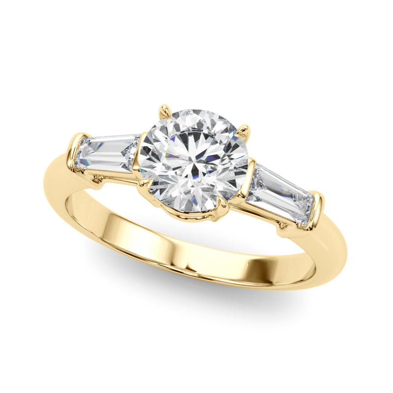 1.50ct Round-cut Tapered Baguette Three Stone Diamond Engagement Ring Setting (1.00ctw) In 14k White Gold - simonbjewels.co