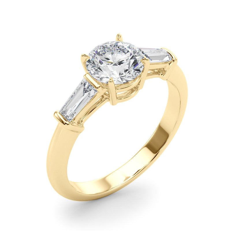 1.50ct Round-cut Tapered Baguette Three Stone Diamond Engagement Ring Setting (1.00ctw) In 14k White Gold - simonbjewels.co