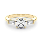 1.50ct Round-cut Tapered Baguette Three Stone Diamond Engagement Ring Setting (1.00ctw) In 14k White Gold - simonbjewels.co