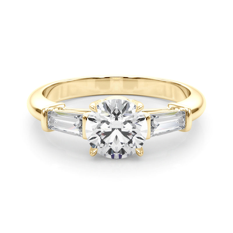 1.50ct Round-cut Tapered Baguette Three Stone Diamond Engagement Ring Setting (1.00ctw) In 14k White Gold - simonbjewels.co