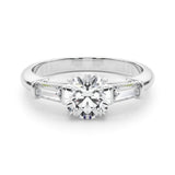 1.50ct Round-cut Tapered Baguette Three Stone Diamond Engagement Ring Setting (1.00ctw) In 14k White Gold - simonbjewels.co