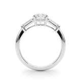 1.50ct Round-cut Tapered Baguette Three Stone Diamond Engagement Ring Setting (1.00ctw) In 14k White Gold - simonbjewels.co