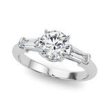 1.50ct Round-cut Tapered Baguette Three Stone Diamond Engagement Ring Setting (1.00ctw) In 14k White Gold - simonbjewels.co