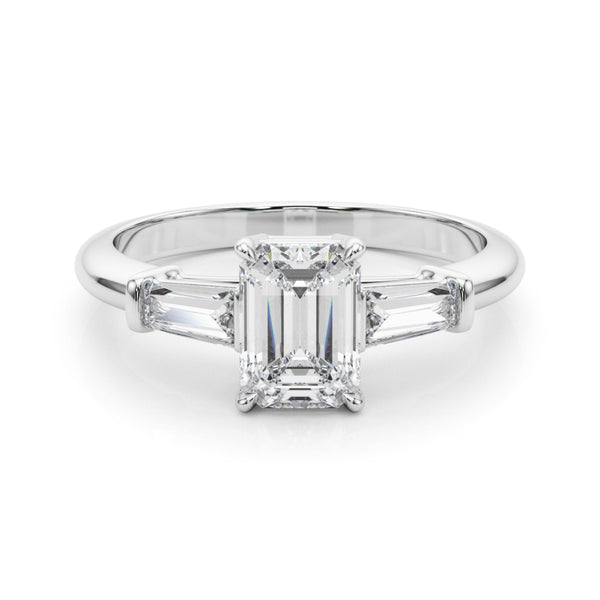 1 1/4 ct Emerald-cut Tapered Baguette Three Stone Diamond Engagement Ring Setting (0.50ctw) In 18k White Gold with 0.75 ct Matching wedding band - simonbjewels.co