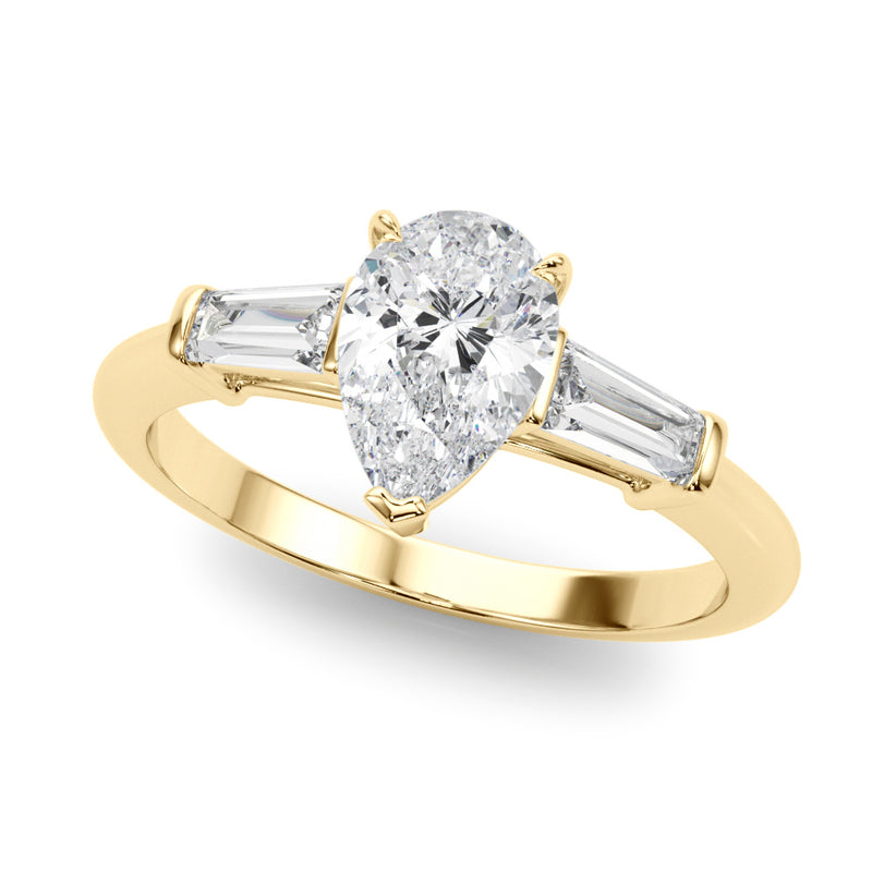 1.70ct Round Brilliant Tapered Baguette Three Stone Diamond Engagement Ring Setting (0.50ctw) In 18k White Gold - simonbjewels.co