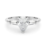 1.70ct Round Brilliant Tapered Baguette Three Stone Diamond Engagement Ring Setting (0.50ctw) In 18k White Gold - simonbjewels.co