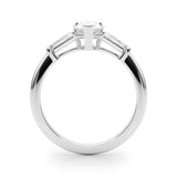 1.70ct Round Brilliant Tapered Baguette Three Stone Diamond Engagement Ring Setting (0.50ctw) In 18k White Gold - simonbjewels.co