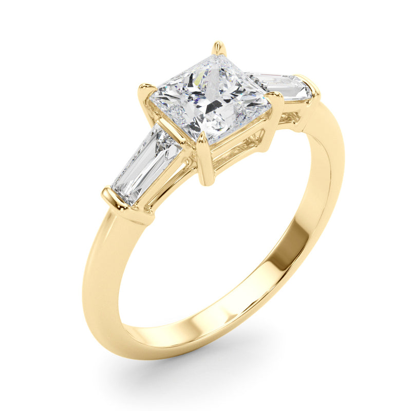 1.55ct Princess-cut Tapered Baguette Three Stone Diamond Engagement Ring Setting (0.50ctw) In 14k White Gold - simonbjewels.co