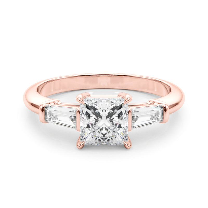 1.55ct Princess-cut Tapered Baguette Three Stone Diamond Engagement Ring Setting (0.50ctw) In 14k White Gold - simonbjewels.co