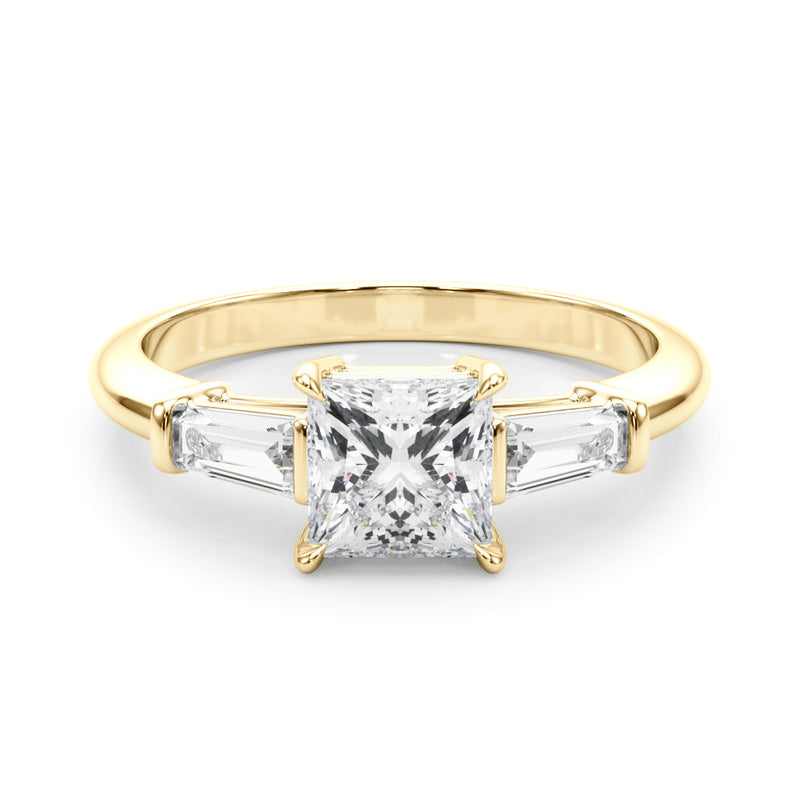 1.55ct Princess-cut Tapered Baguette Three Stone Diamond Engagement Ring Setting (0.50ctw) In 14k White Gold - simonbjewels.co