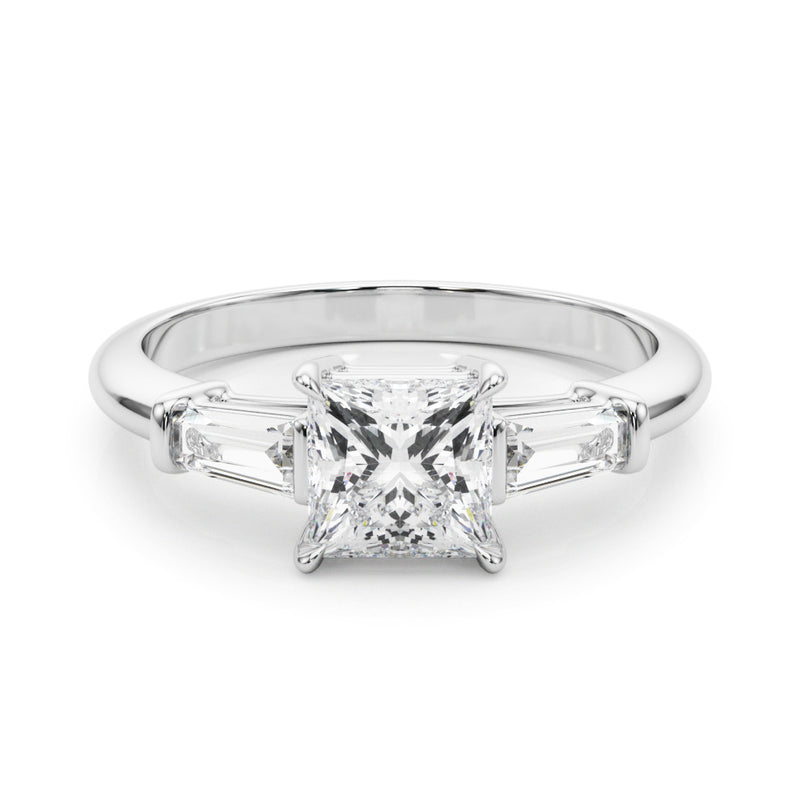 1.55ct Princess-cut Tapered Baguette Three Stone Diamond Engagement Ring Setting (0.50ctw) In 14k White Gold - simonbjewels.co