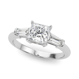 1.55ct Princess-cut Tapered Baguette Three Stone Diamond Engagement Ring Setting (0.50ctw) In 14k White Gold - simonbjewels.co