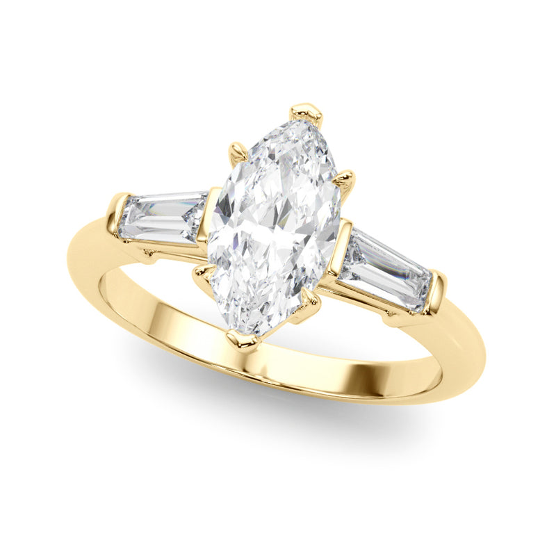 1.50ct Round Brilliant Tapered Baguette Three Stone Diamond Engagement Ring Setting (0.50ctw) In 14k White Gold - simonbjewels.co