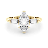 1.50ct Round Brilliant Tapered Baguette Three Stone Diamond Engagement Ring Setting (0.50ctw) In 14k White Gold - simonbjewels.co