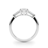 1.50ct Round Brilliant Tapered Baguette Three Stone Diamond Engagement Ring Setting (0.50ctw) In 14k White Gold - simonbjewels.co