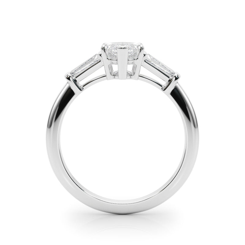 1.50ct Round Brilliant Tapered Baguette Three Stone Diamond Engagement Ring Setting (0.50ctw) In 14k White Gold - simonbjewels.co