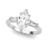 1.50ct Round Brilliant Tapered Baguette Three Stone Diamond Engagement Ring Setting (0.50ctw) In 14k White Gold - simonbjewels.co