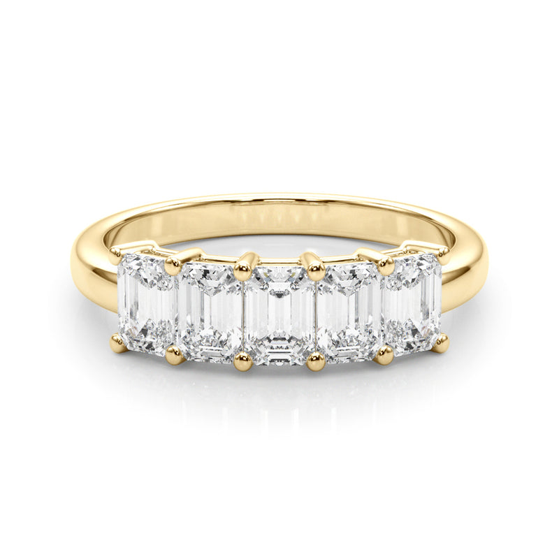 1.50 Carat 5 Stone Emerald cut Diamond Wedding Band Anniversary Ring Set In 14k White Gold - simonbjewels.co