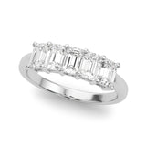 1.50 Carat 5 Stone Emerald cut Diamond Wedding Band Anniversary Ring Set In 14k White Gold - simonbjewels.co