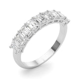 1.50 Carat 9 Stone Emerald cut Diamond Wedding Band Anniversary Ring Set In 14k White Gold